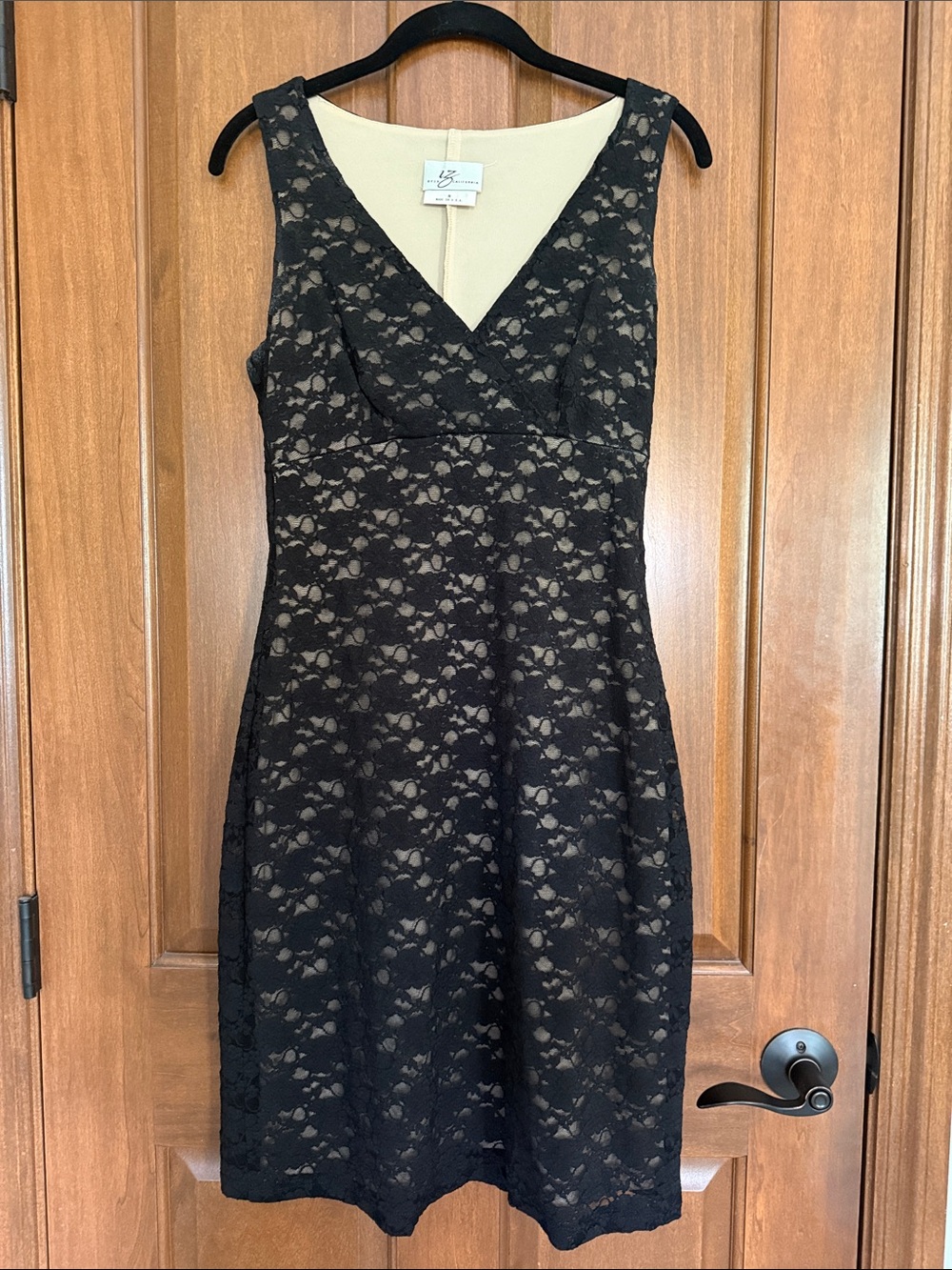 Byer California Black Lace V-Neck Sheath Dress